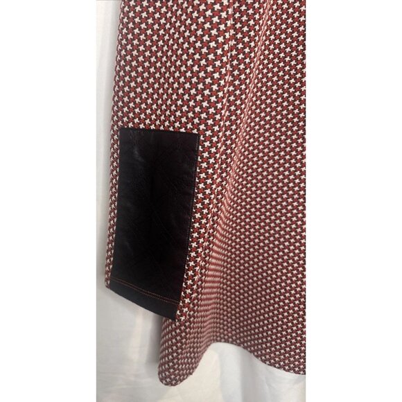 Tyler Boe Women’s Chrissy Red Black Faux Leather Long Sleeve Knit Tunic Top Sz L - Picture 3 of 9